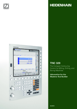 TNC 320 The Compact Contouring Control for Milling, Drilling, and Boring Machines